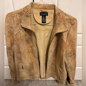 Dialogue Women's Snake Textured Beige Jacket